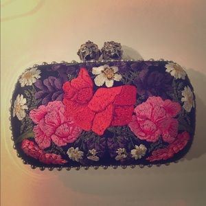 Alexander McQueen Floral Embroidered Clutch Bag